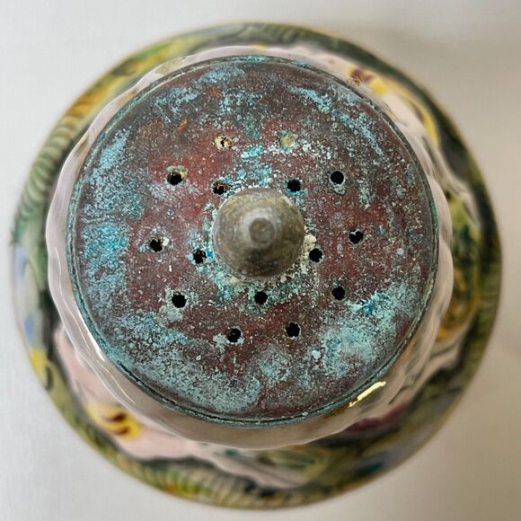 Vintage Salt Shaker And Pepper Grinder Set Porcelain and Brass Made In Italy - Picture 7 of 16